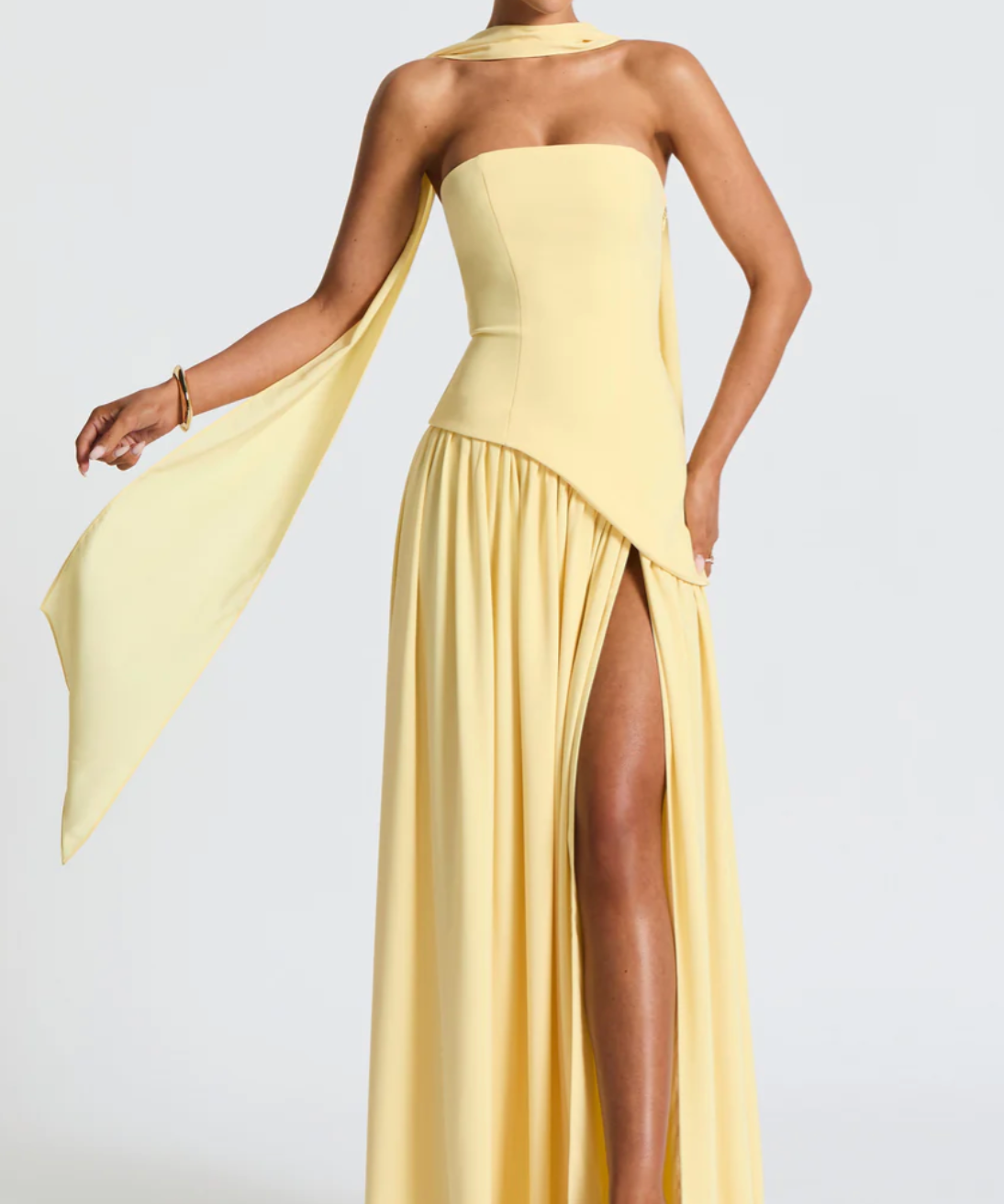 Women's Yellow Backless Split Maxi Dress