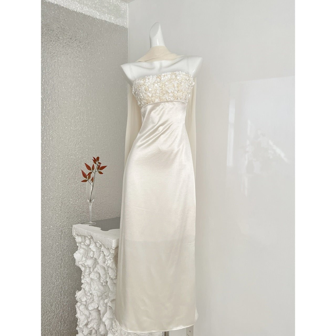 Women's Champagne Sequin Maxi Dress