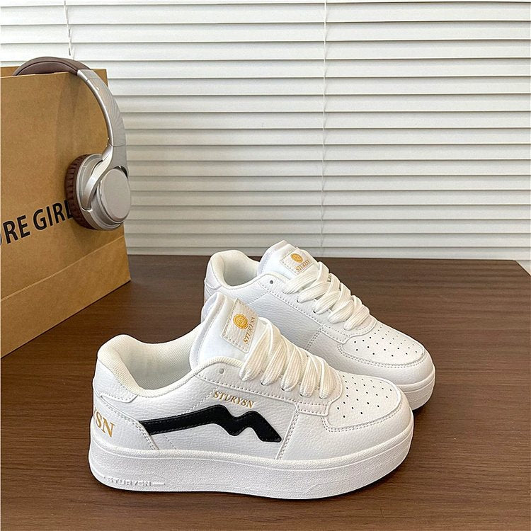 Women's Thick-Sole Casual White Sneakers