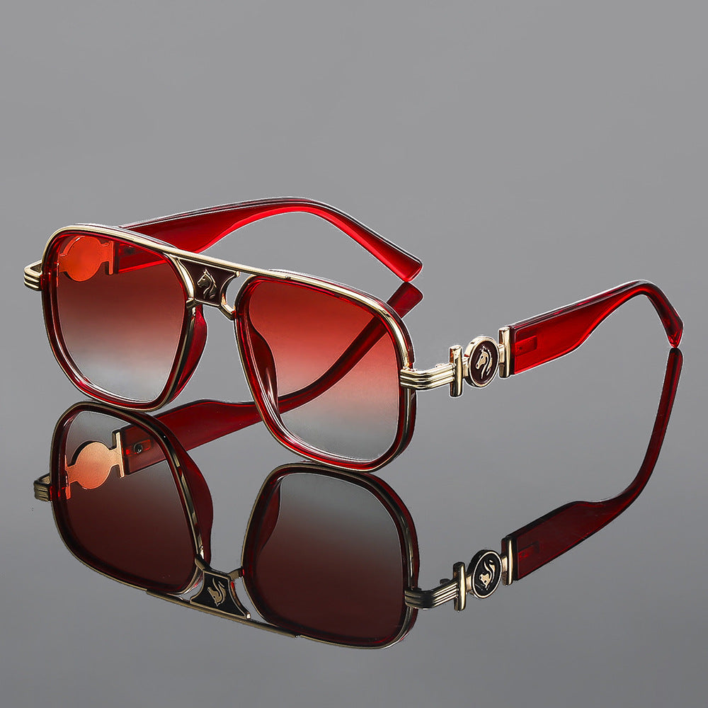 Unisex Square Horse-Detail Sunglasses