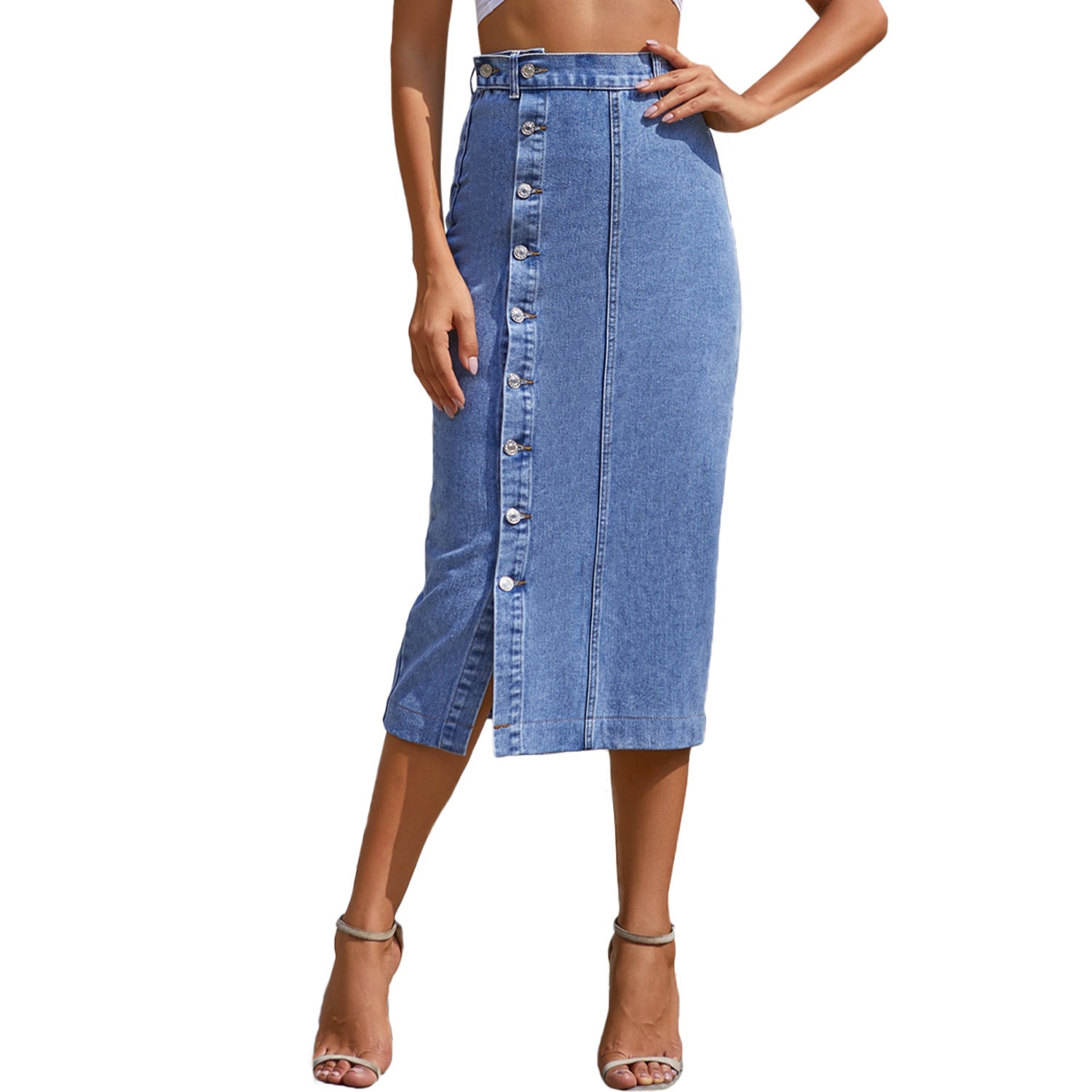 Slit denim High Waist Skirt Mira's