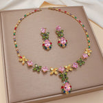 Pink Zircon Necklace and Earrings Set