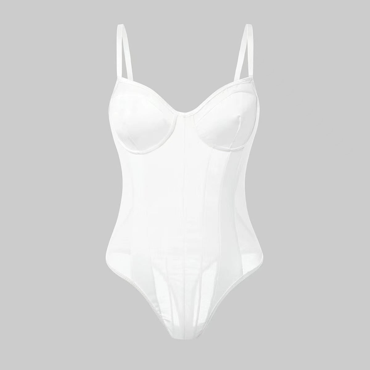 Women's Mesh-Panel Strap Bodysuit