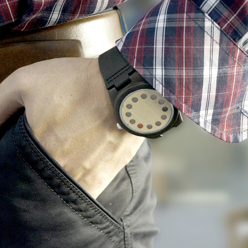 Men's Bamboo and Leather Watch