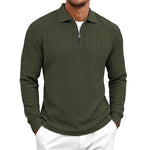 Men's Long-Sleeve Zip-Up Polo Shirt