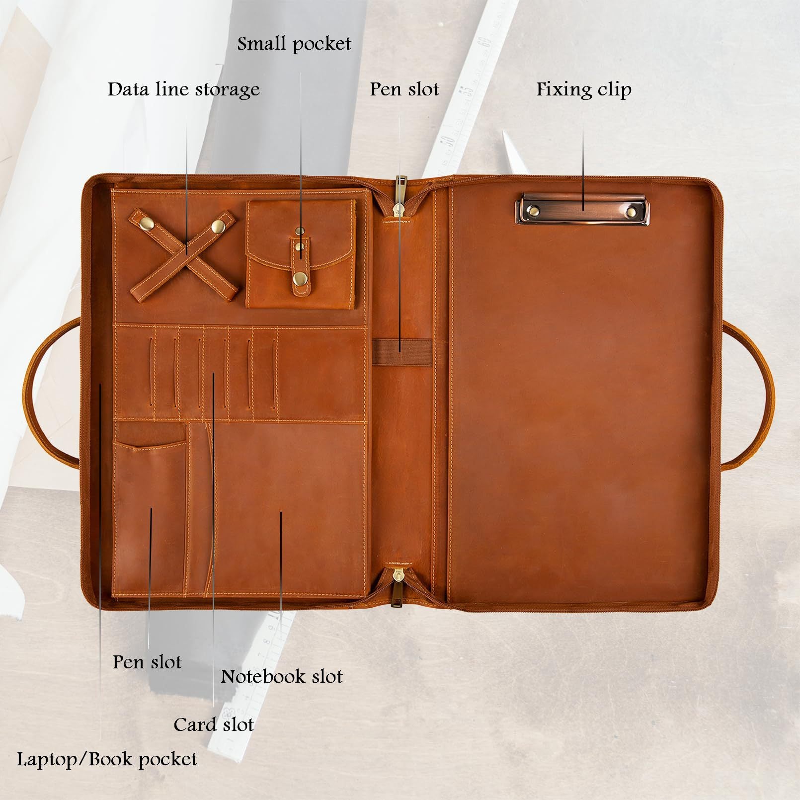 Unisex Full-Grain Leather Briefcase