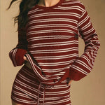 Women's Striped Long-Sleeve Two-Piece Set