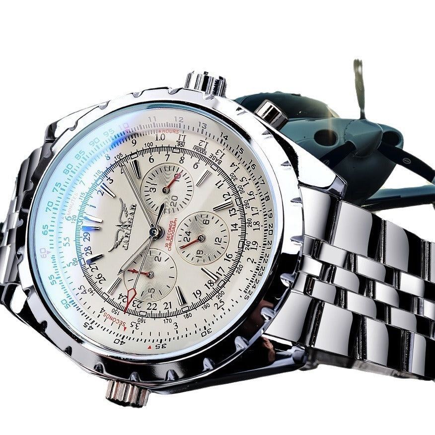 Men's Large-Dial Openwork Mechanical Watch