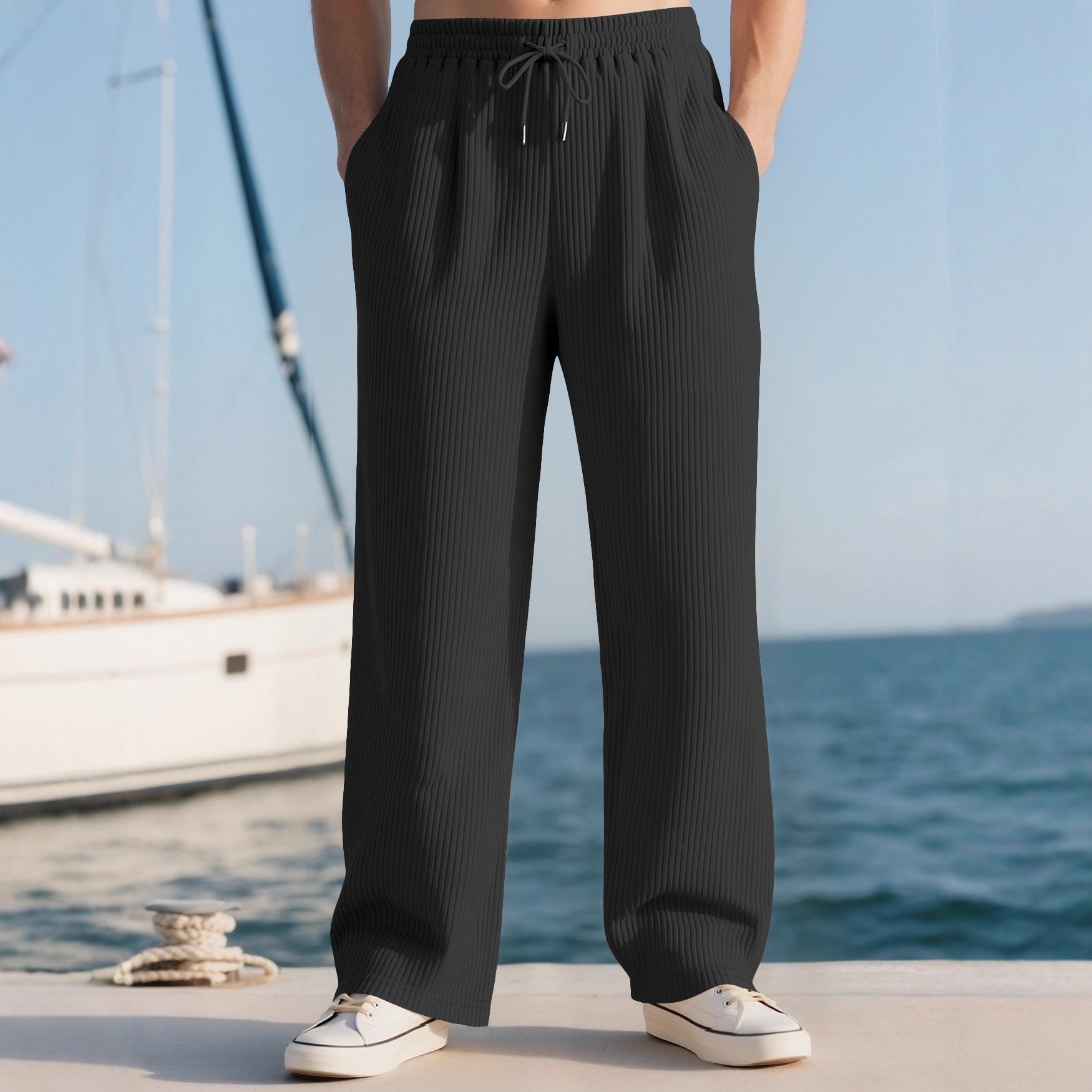 Men's High-Waist Wide-Leg Trousers