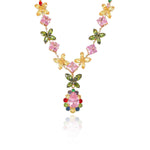 Pink Zircon Necklace and Earrings Set