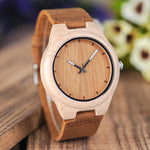 Men's Bamboo and Leather Watch