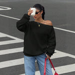 Women's Relaxed Off-Shoulder Pullover Sweater