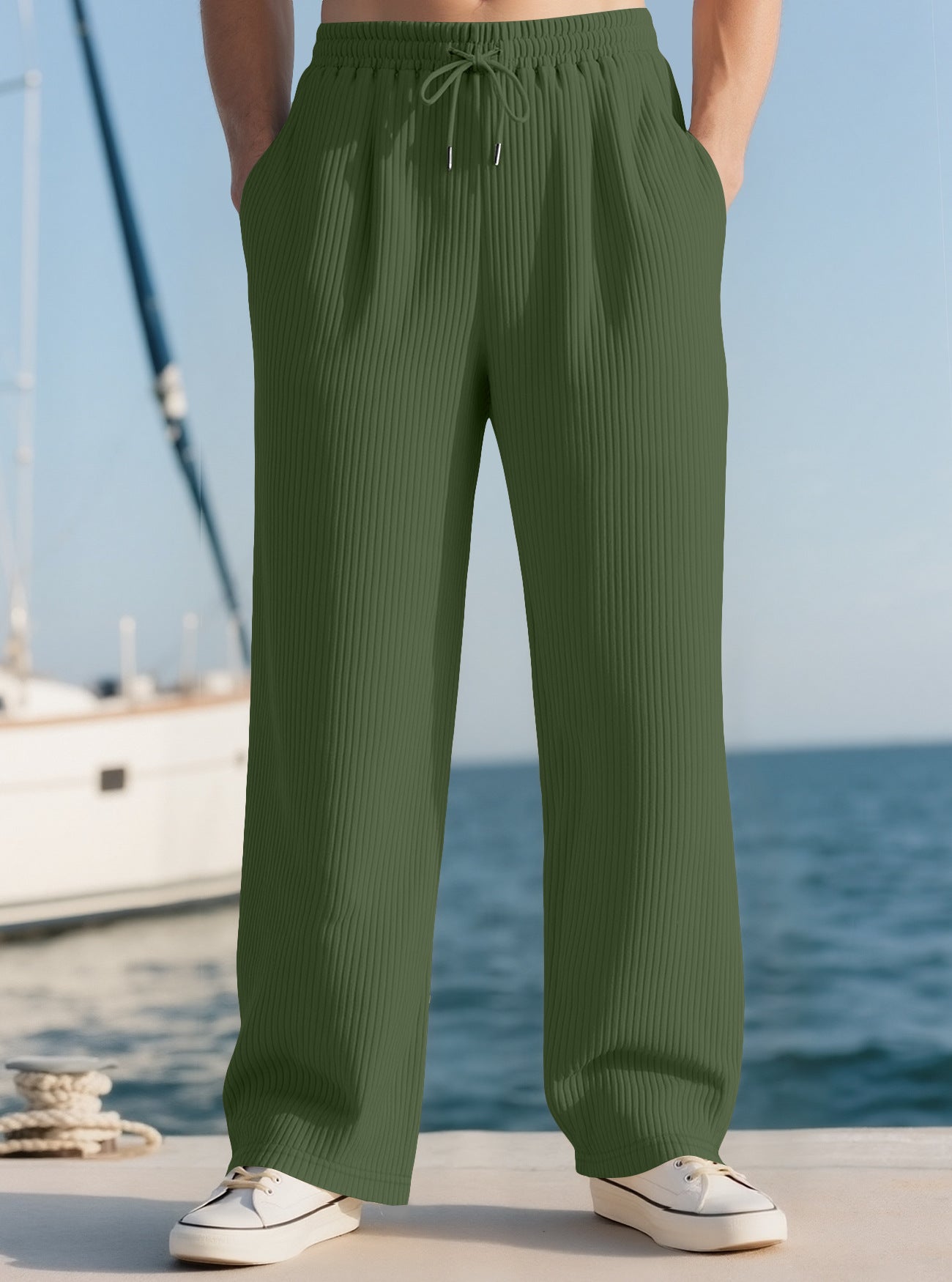 Men's High-Waist Wide-Leg Trousers