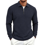 Men's Long-Sleeve Zip-Up Polo Shirt