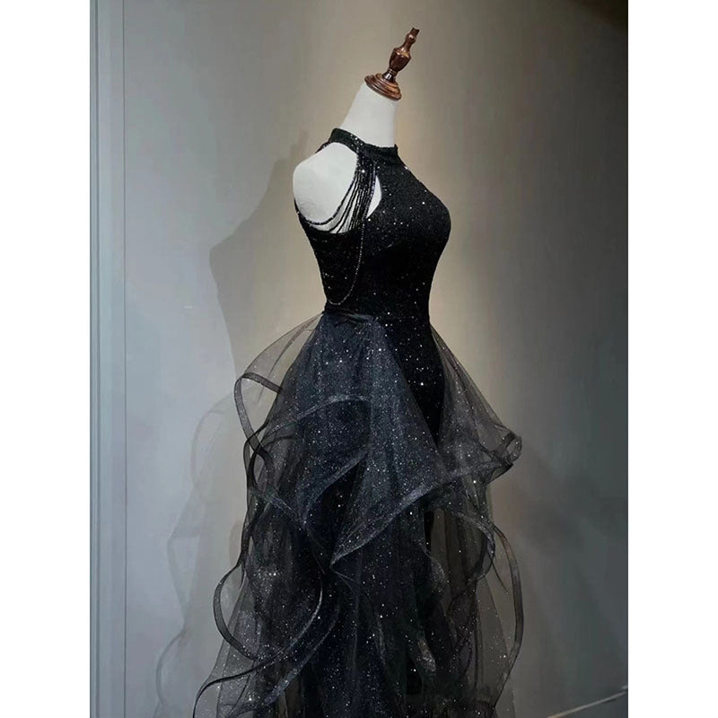 Black Sleeveless Evening Maxi Dress