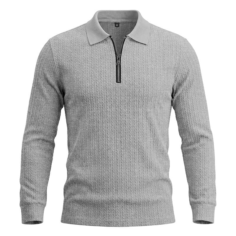 Men's Long-Sleeve Zip-Up Polo Shirt