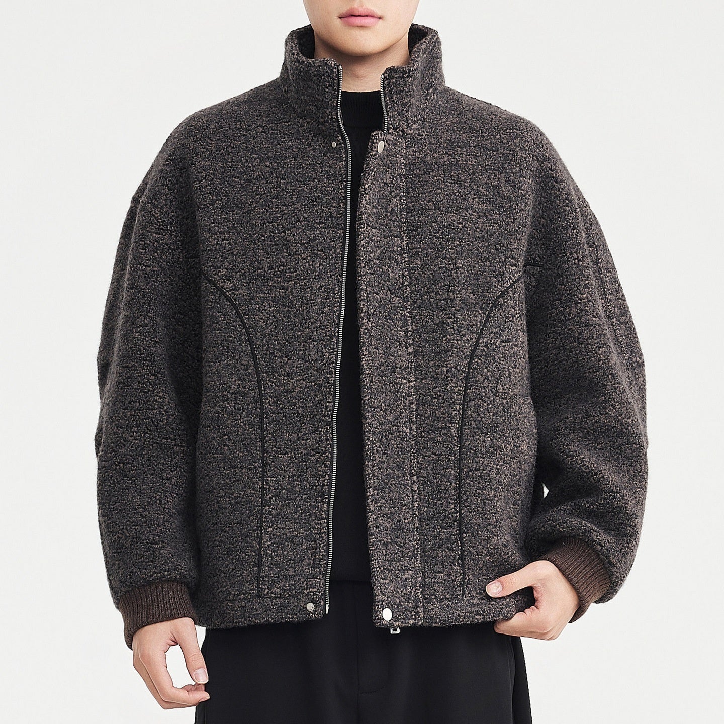 Men's Wool Blend Stand-Collar Overcoat