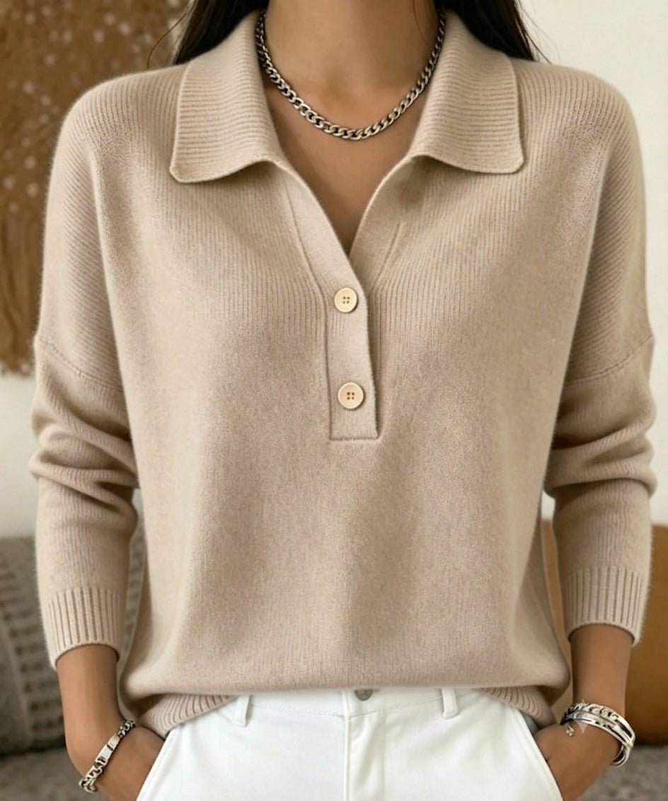 Women's Relaxed Polo Collar Knit Sweater - image 4