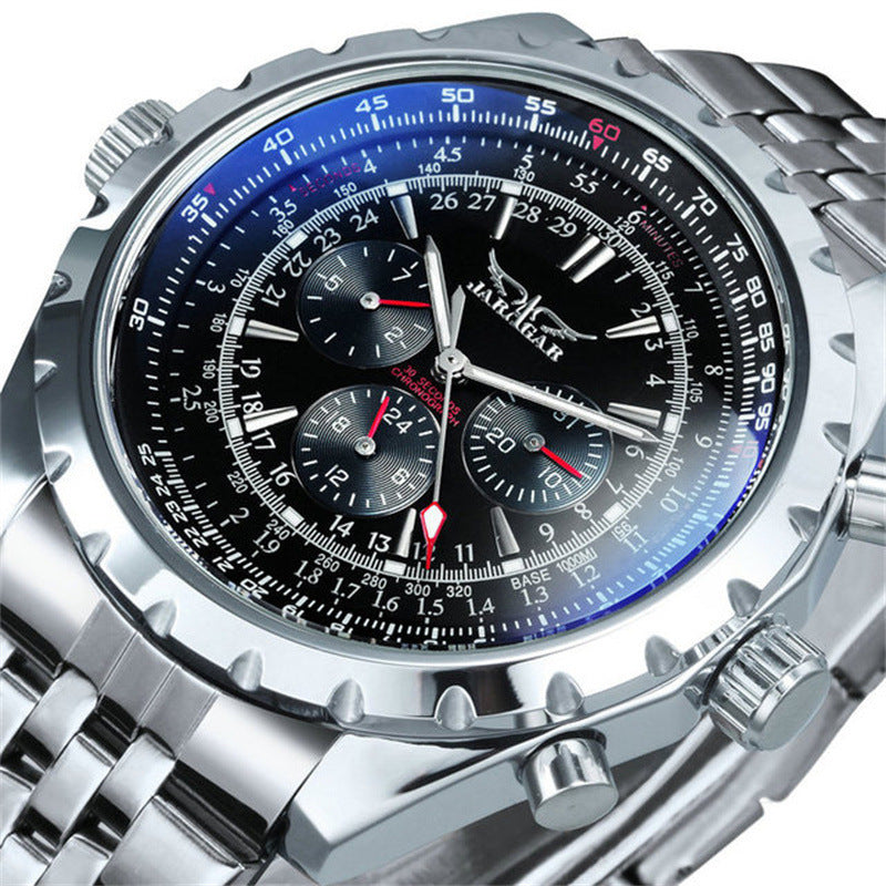 Men's Large-Dial Openwork Mechanical Watch
