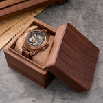 Men's Openwork Wooden Mechanical Watch