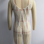 Beaded Spaghetti-Strap Beach Cover-Up Dress