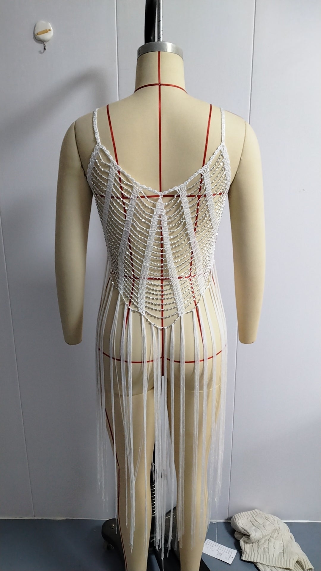 Beaded Spaghetti-Strap Beach Cover-Up Dress