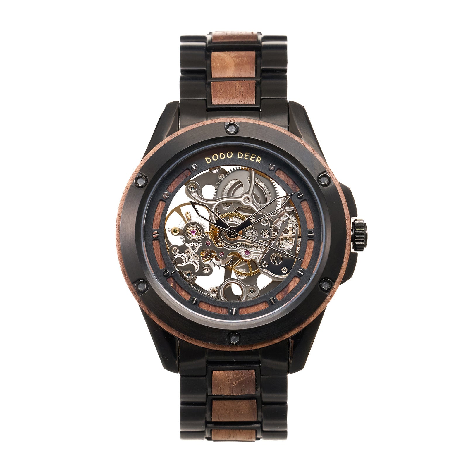 Men's Openwork Wooden Mechanical Watch