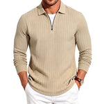 Men's Long-Sleeve Zip-Up Polo Shirt