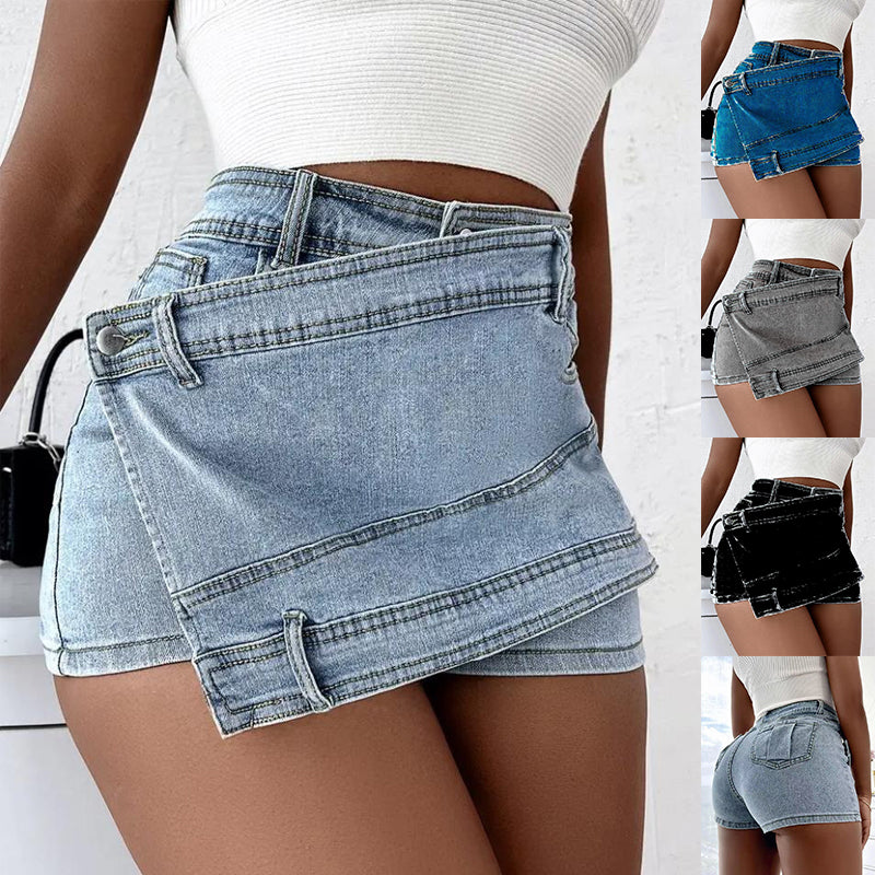 Women's Vintage Wrap-Waist Denim Shorts
