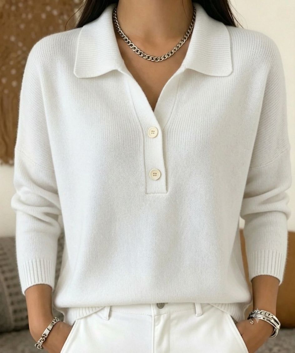 Women's Relaxed Polo Collar Knit Sweater - image 7