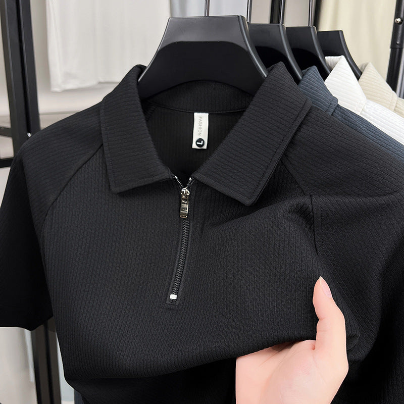 Men's Striped Turn-Down Collar T-Shirt