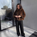 Women's Faux Mink Fur Pullover Hoodie