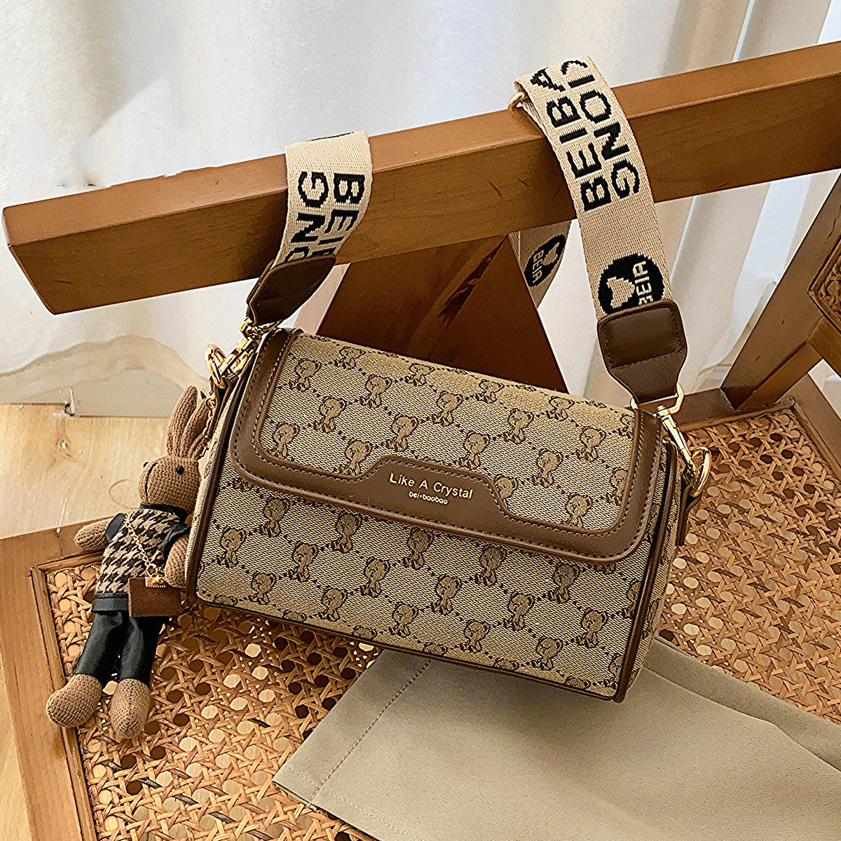 Women's Khaki Canvas Shoulder Bag