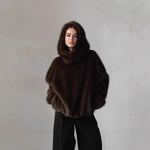 Women's Faux Mink Fur Pullover Hoodie