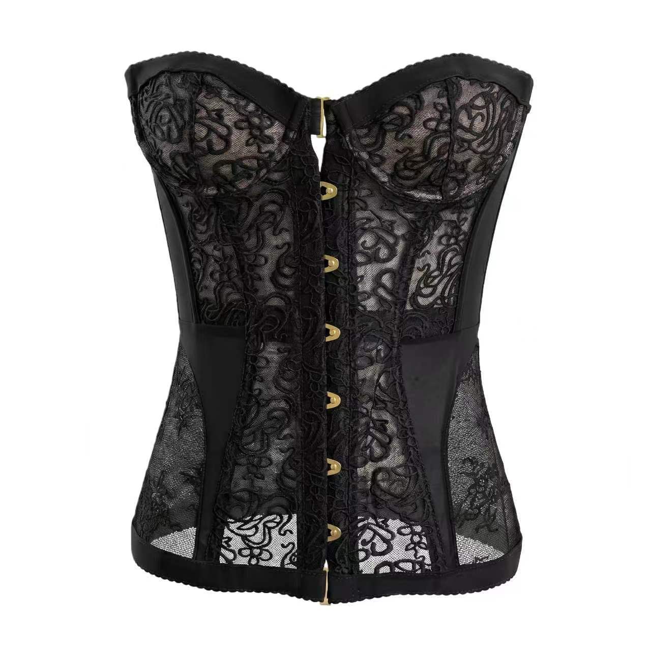 Women's Black Lace Corset Top