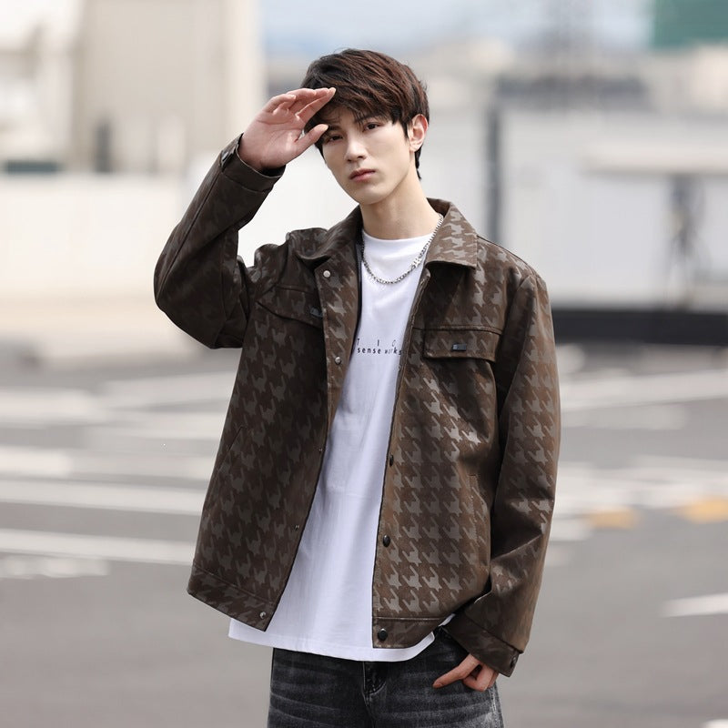 Men's Quilted PU Leather Jacket