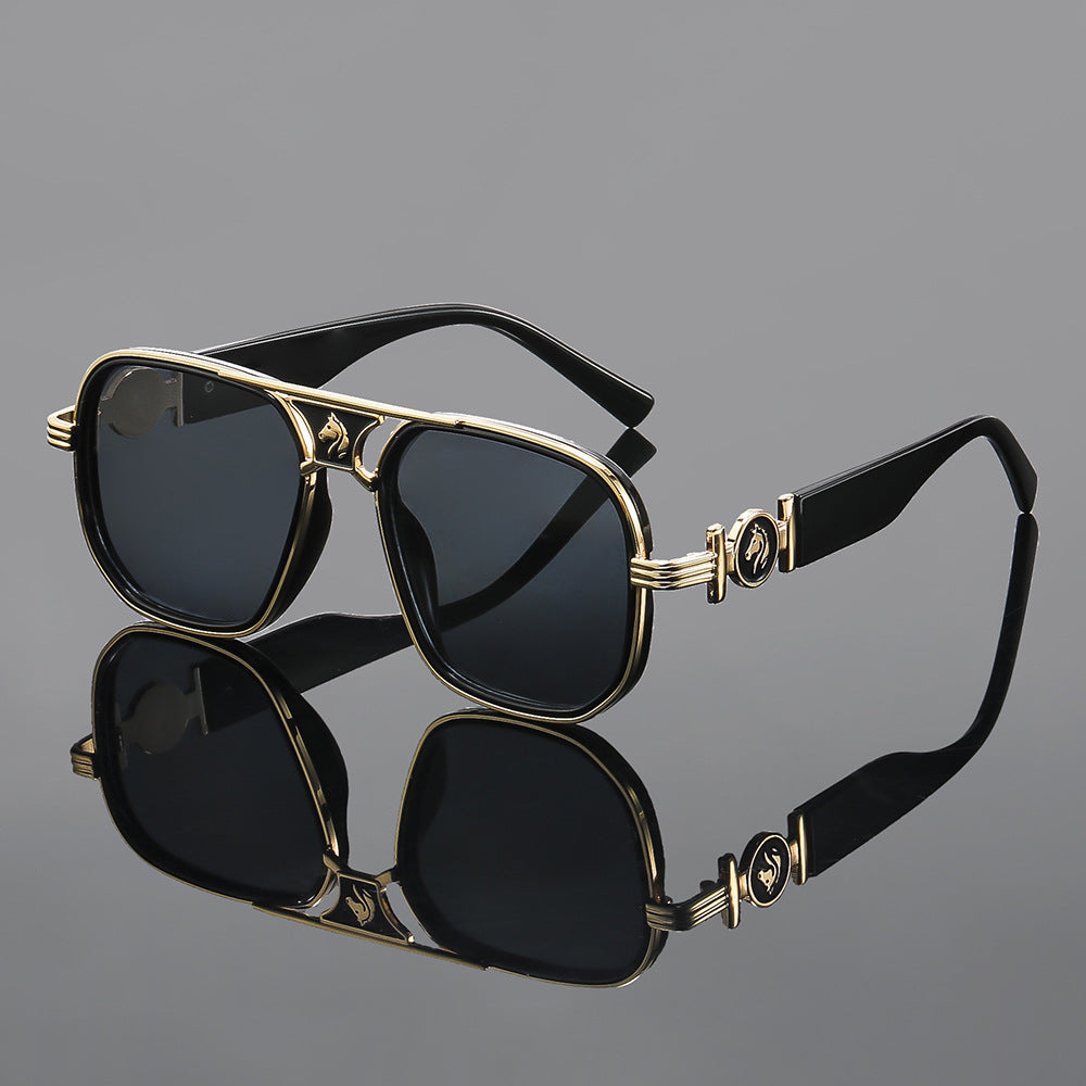 Unisex Square Horse-Detail Sunglasses