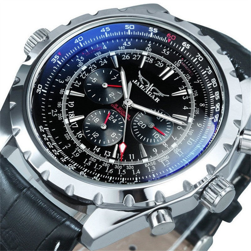 Men's Large-Dial Openwork Mechanical Watch