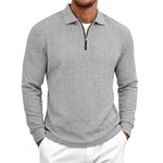 Men's Long-Sleeve Zip-Up Polo Shirt