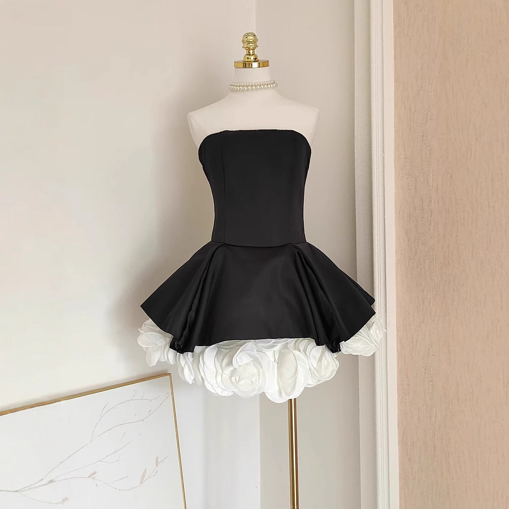 Women's French-Inspired Black Mini Dress