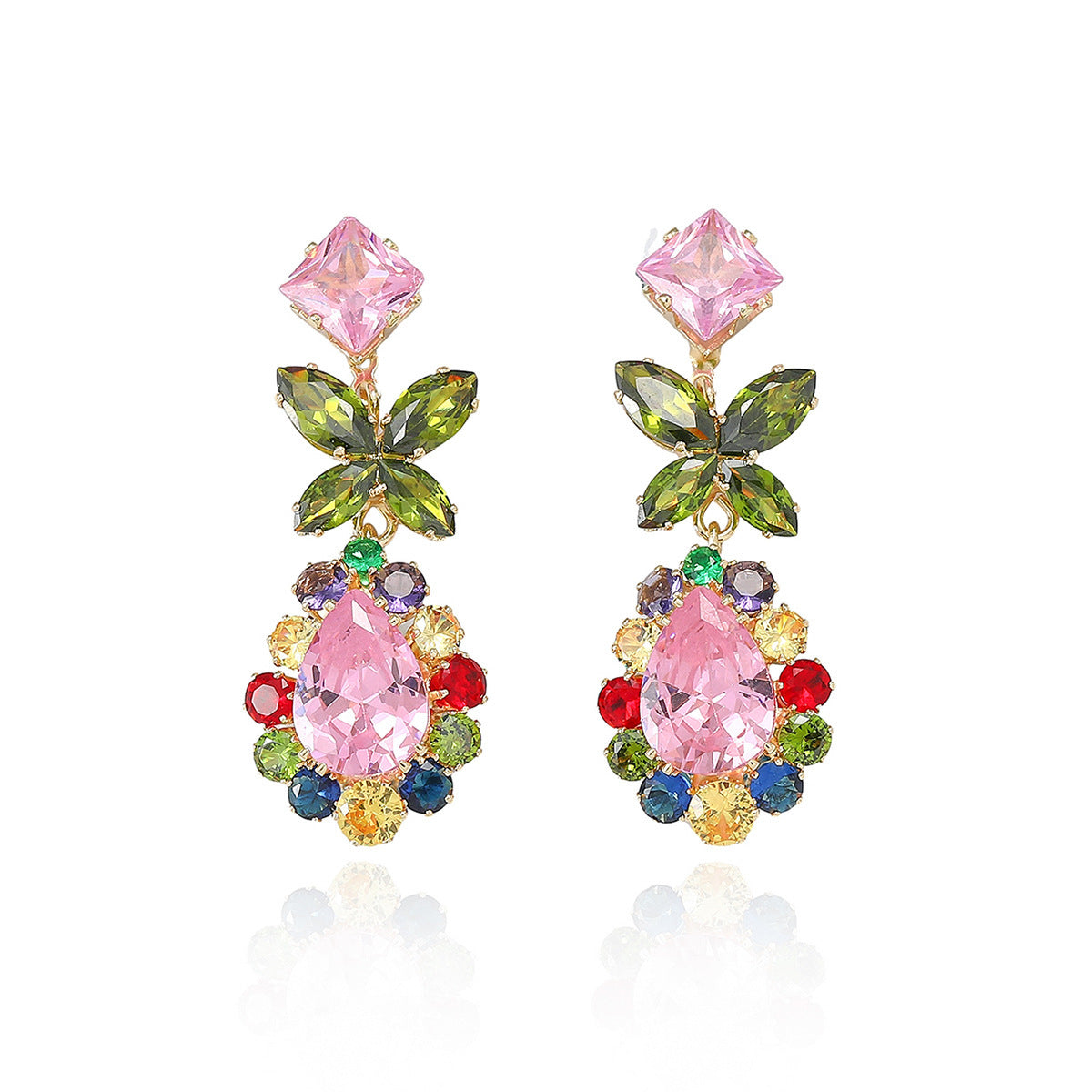 Pink Zircon Necklace and Earrings Set
