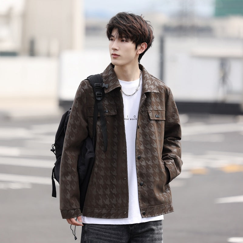 Men's Quilted PU Leather Jacket