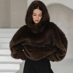 Women's Faux Mink Fur Pullover Hoodie
