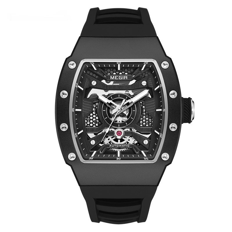 Men's Casual Mechanical Watch with Silicone Strap