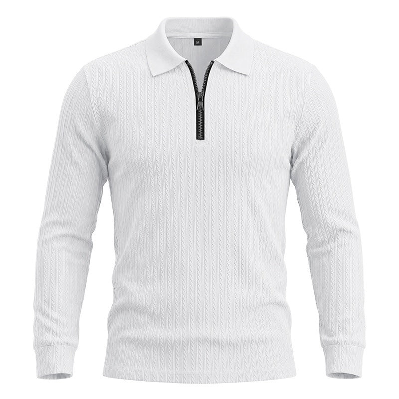 Men's Long-Sleeve Zip-Up Polo Shirt