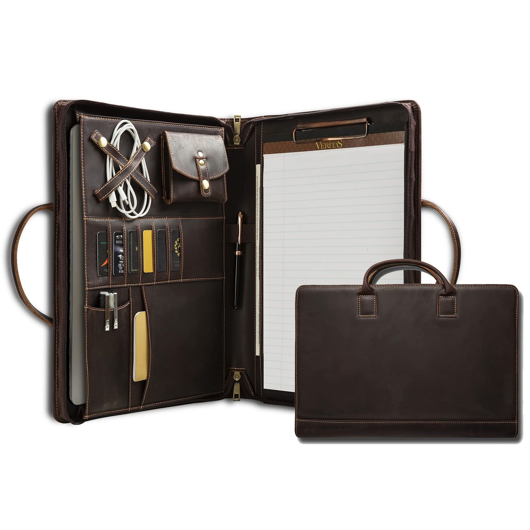 Unisex Full-Grain Leather Briefcase