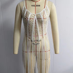 Beaded Spaghetti-Strap Beach Cover-Up Dress