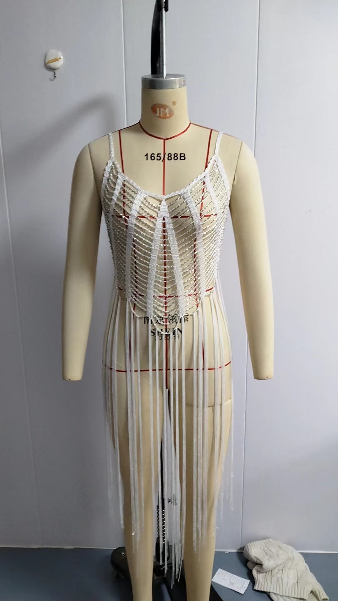 Beaded Spaghetti-Strap Beach Cover-Up Dress