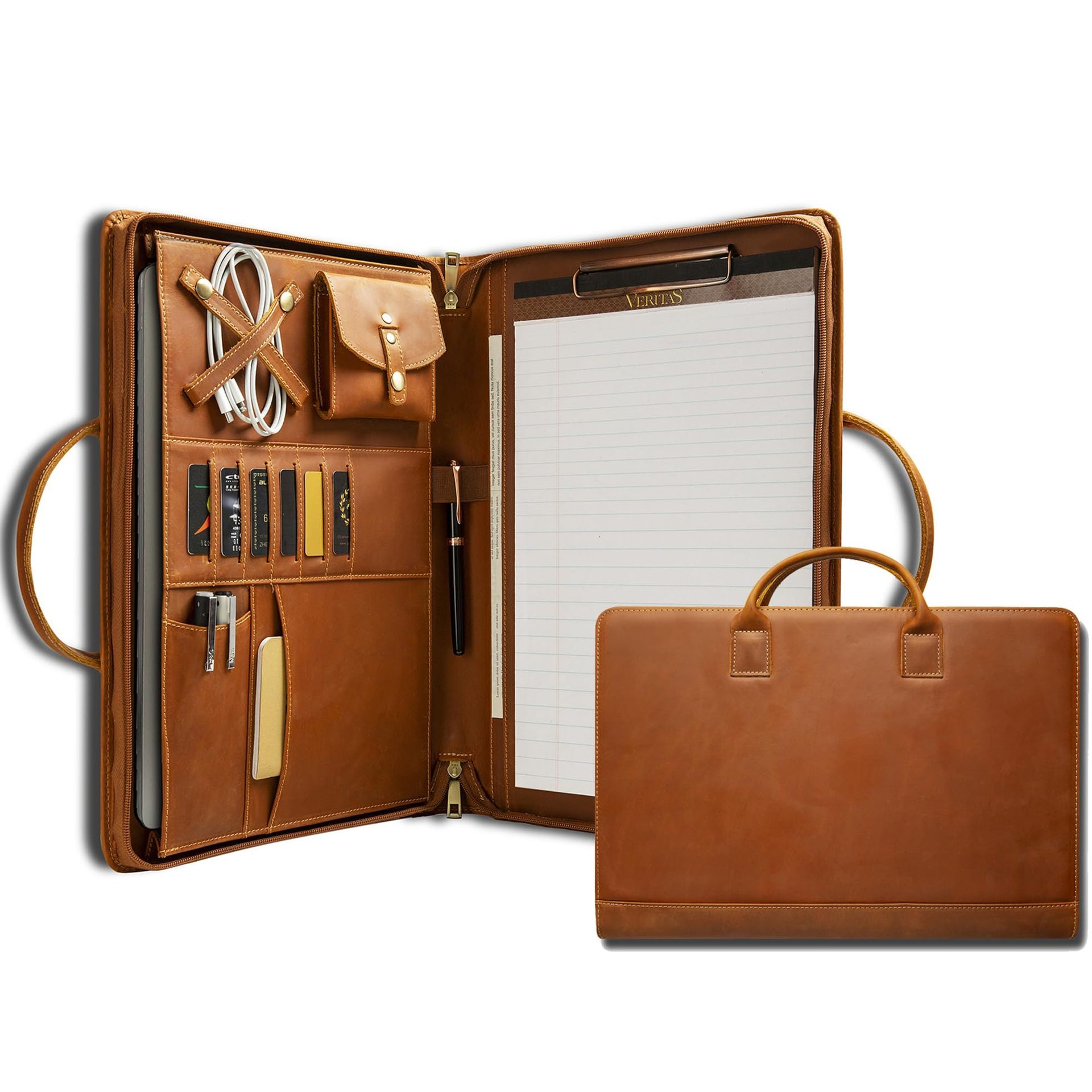 Unisex Full-Grain Leather Briefcase