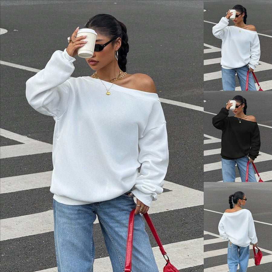 Women's Relaxed Off-Shoulder Pullover Sweater